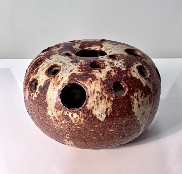 brutalist glazed studio ceramic art vase by soren visby 1970s 10