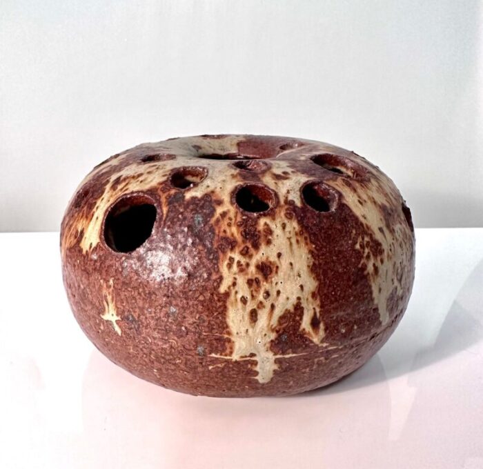 brutalist glazed studio ceramic art vase by soren visby 1970s 9