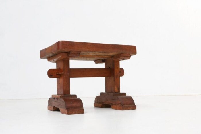 brutalist wooden stool or side table france 1940s 1993