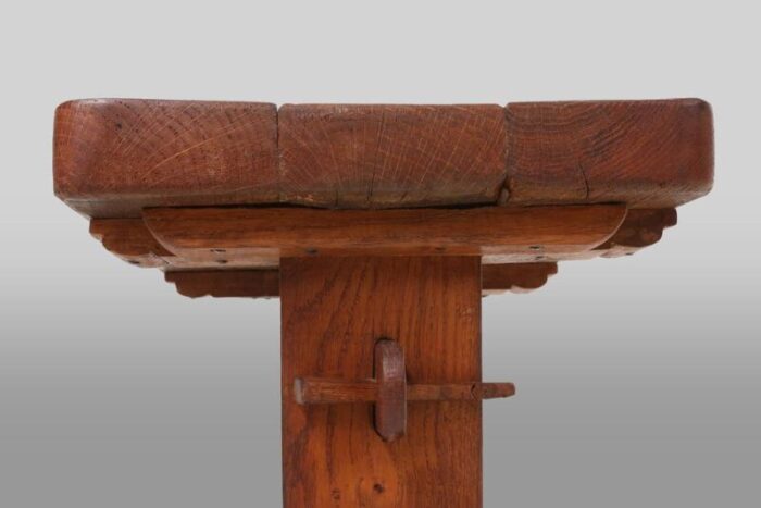 brutalist wooden stool or side table france 1940s 4341