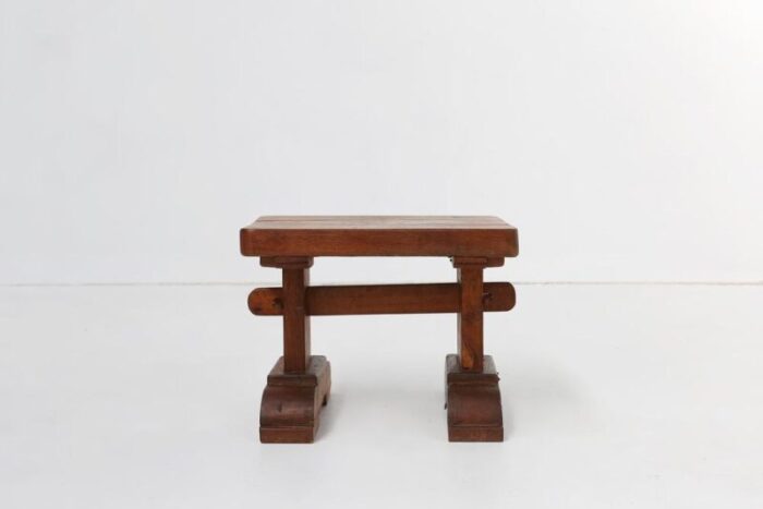 brutalist wooden stool or side table france 1940s 6620