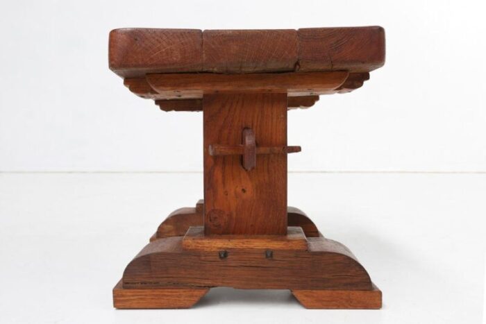 brutalist wooden stool or side table france 1940s 9813