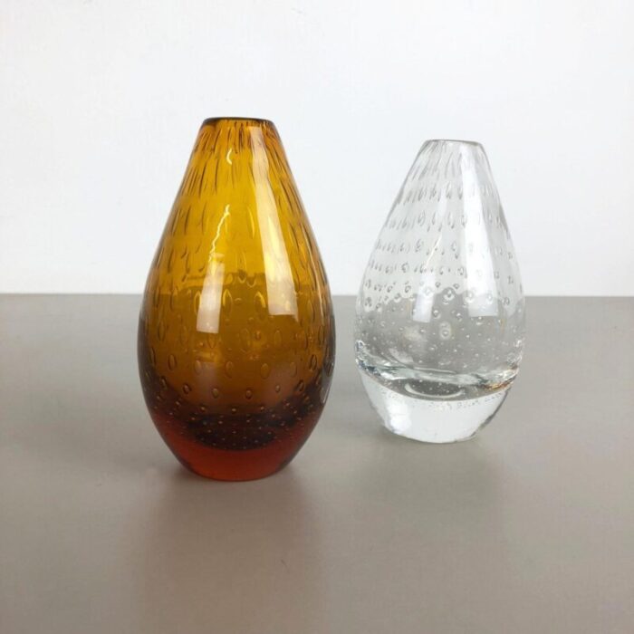 bubble glass vases by hirschberg germany 1970s set of 2 3