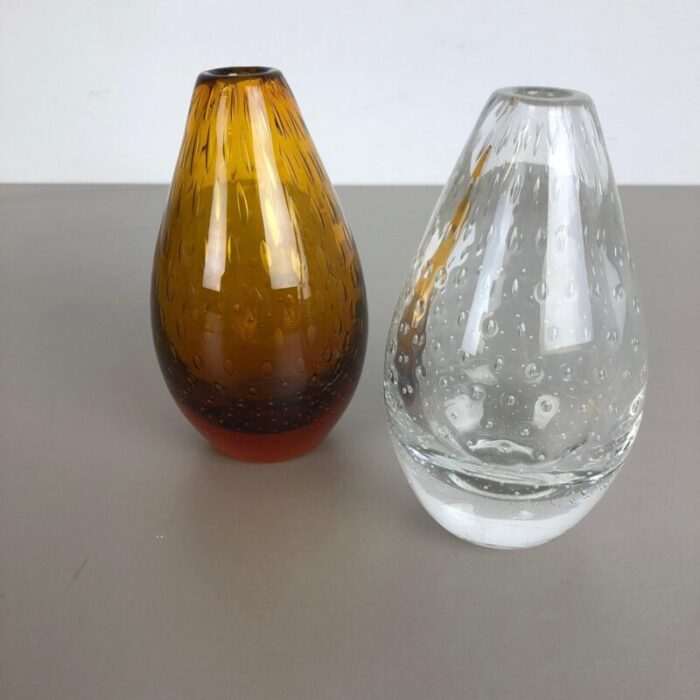 bubble glass vases by hirschberg germany 1970s set of 2 4