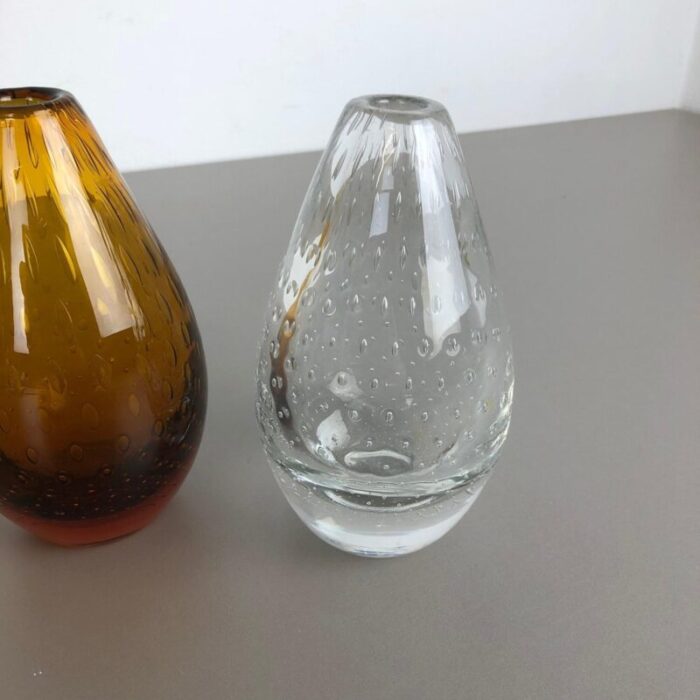 bubble glass vases by hirschberg germany 1970s set of 2 5