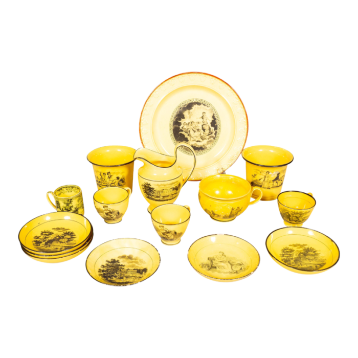 canary yellow staffordshire pottery 15 pieces 4758