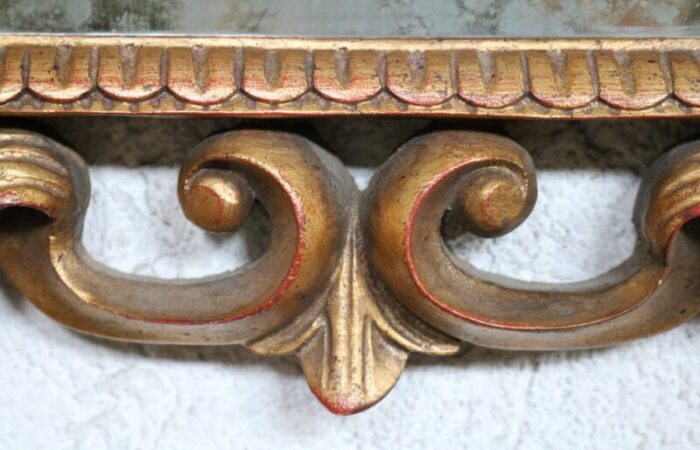 carved and golden mirror in linden wood 1970s 2