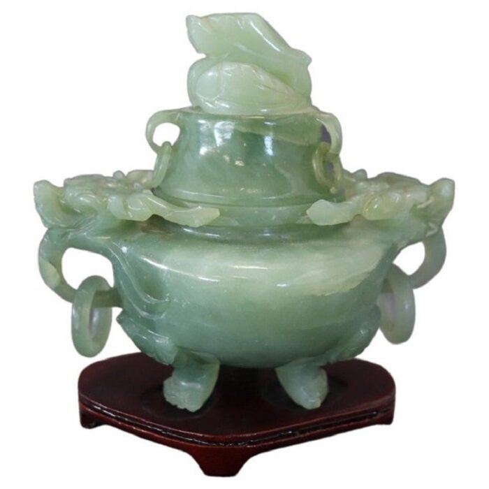 censer in carved jade mid 20th century 1