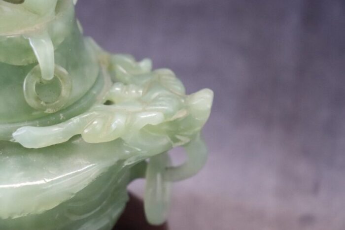 censer in carved jade mid 20th century 3