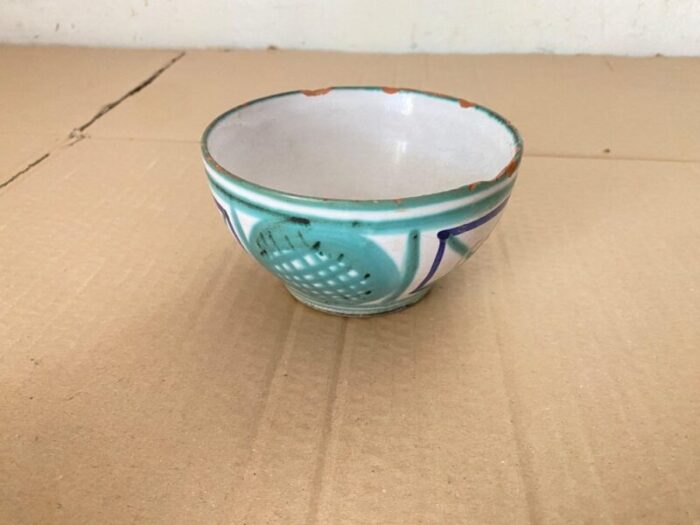 ceramic bowls in green blue and brown color by robert picault france 1950s set of 3 6