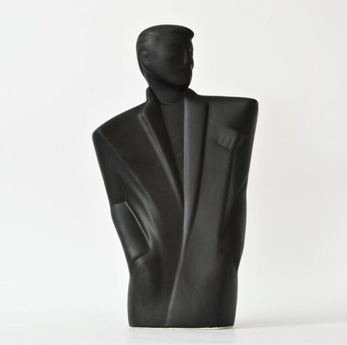 ceramic bust of a man in the style of lindsey b 1980s 1