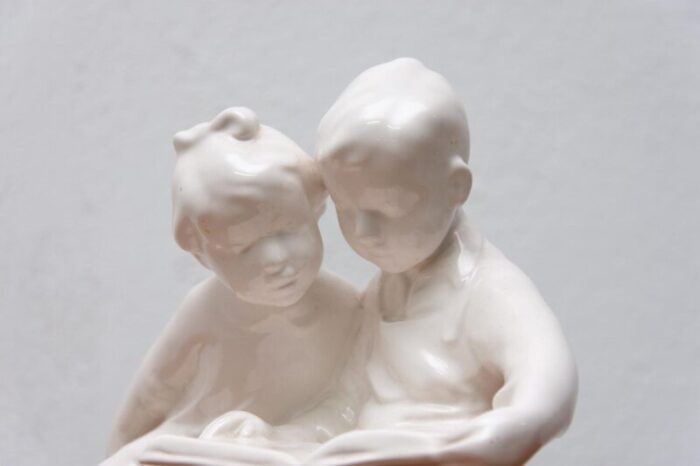 ceramic sculpture children with a book 1950 s czechoslovakia 9