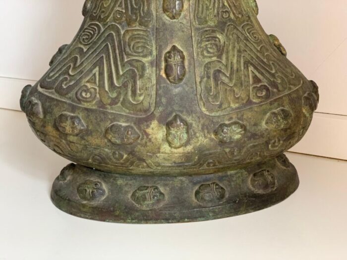 chinese achaistic late shang dynasty inlaid bronze gu vessel 13