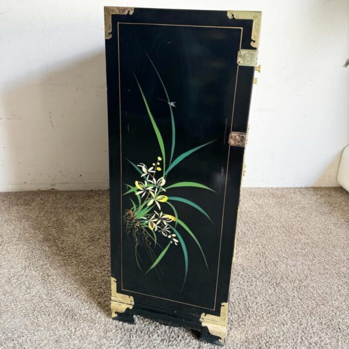 chinese black and gold and hand painted armoirechest of drawers 2256