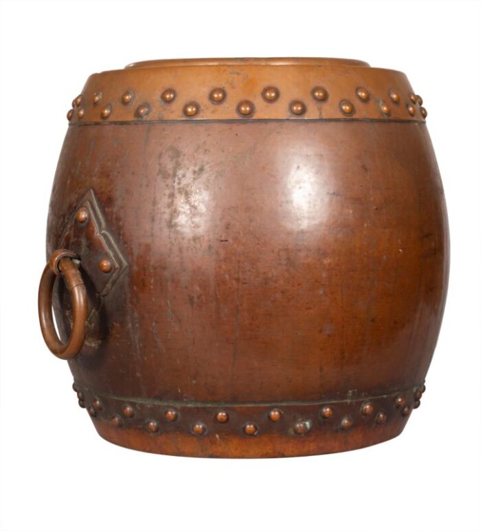 chinese copper and bronze barrel form planter 2252