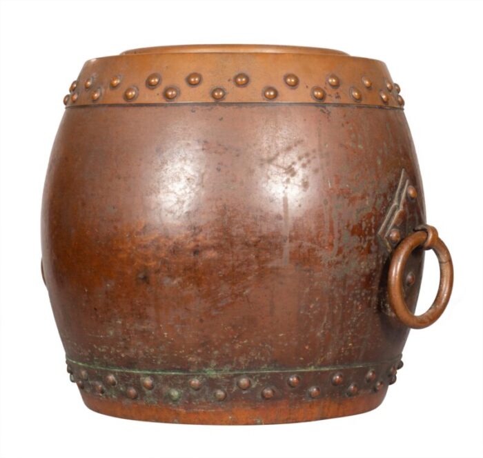 chinese copper and bronze barrel form planter 2606