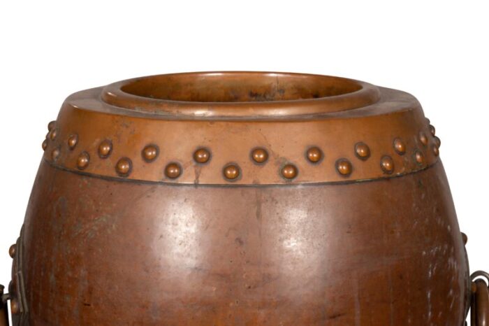 chinese copper and bronze barrel form planter 4809