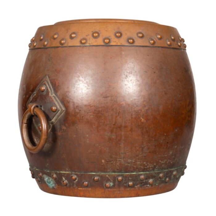 chinese copper and bronze barrel form planter 7794