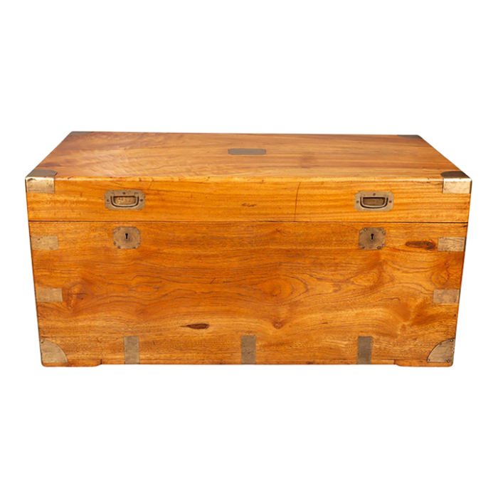 chinese export brass bound camphorwood chest 6421