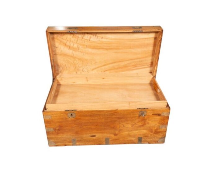 chinese export brass bound camphorwood chest 9835