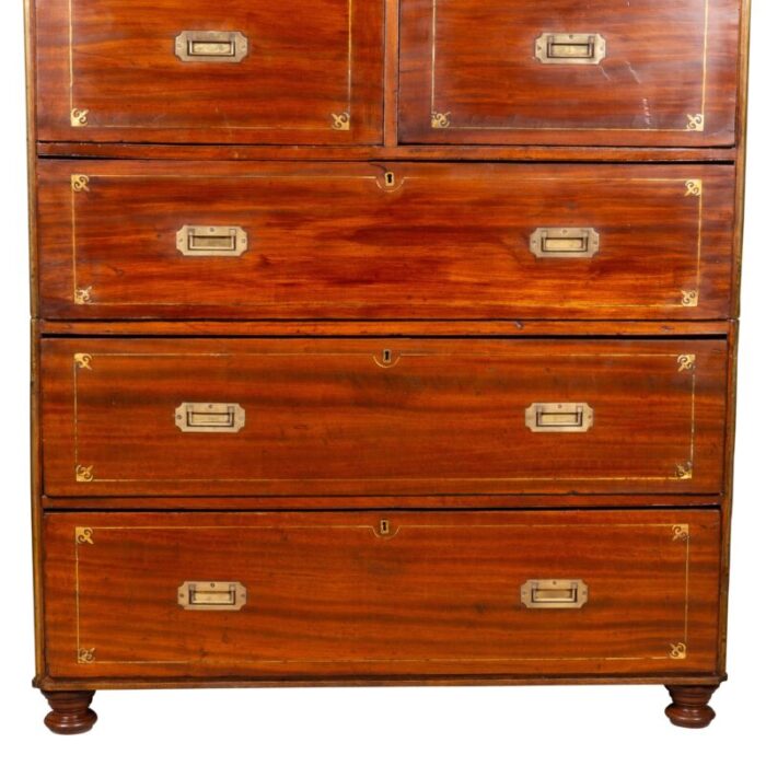 chinese export mahogany and brass inlaid campaign chest 5968