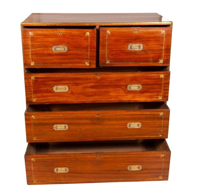 chinese export mahogany and brass inlaid campaign chest 8125