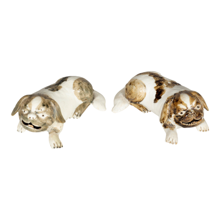 chinese export porcelain puppies a pair 8593