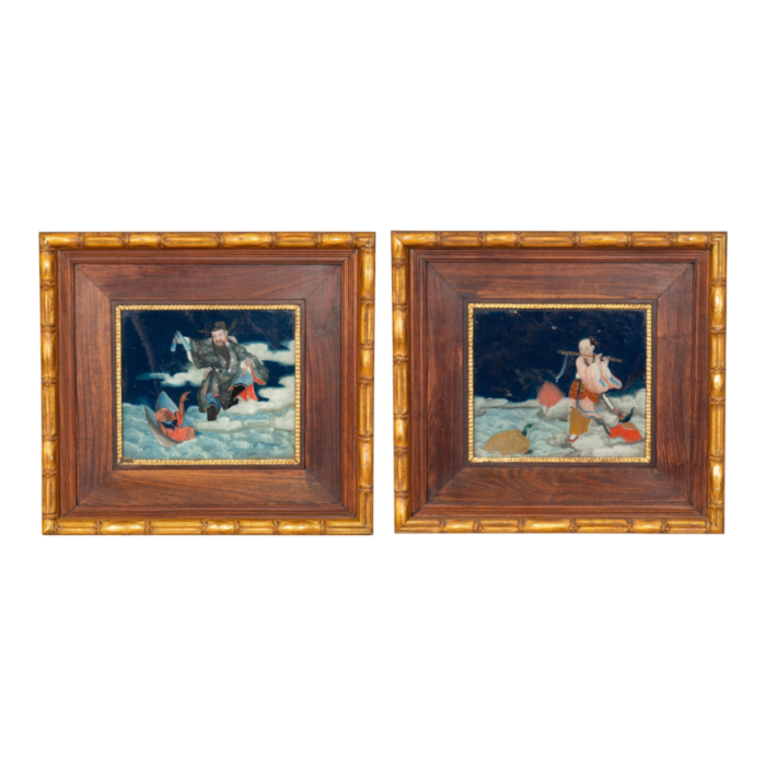 chinese reverse paintings on glass a pair 5941