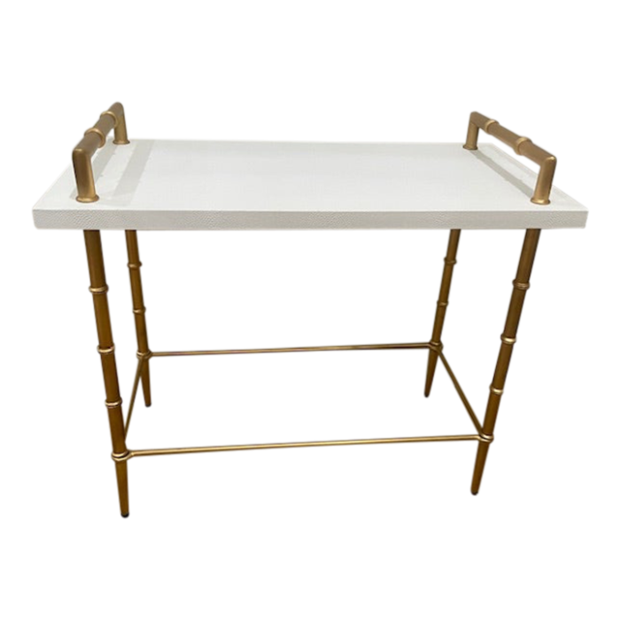 chinoiserie style chelsea house side table in white and gold 6017