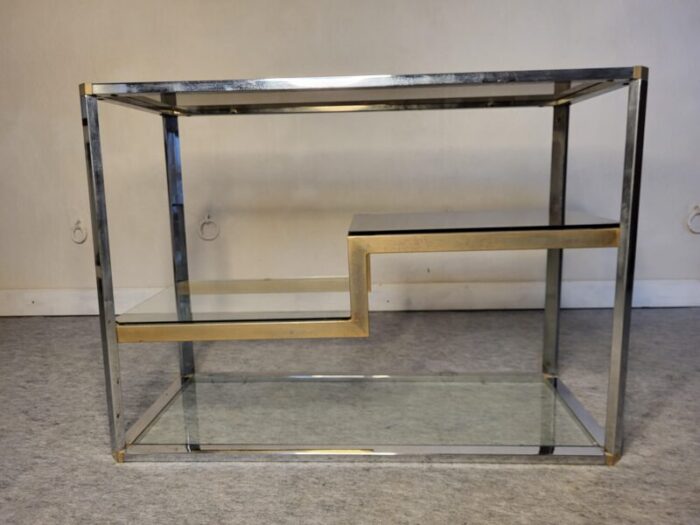 chrome and smoked glass display shelf 1970s 1893