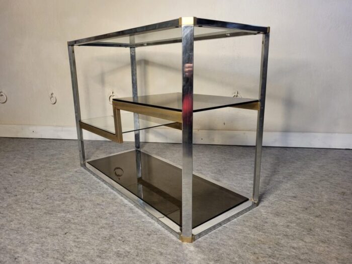 chrome and smoked glass display shelf 1970s 8384