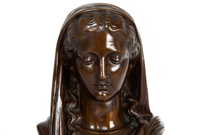 circa 1880 antique french bronze sculpture bust by eugene aizelin 0257