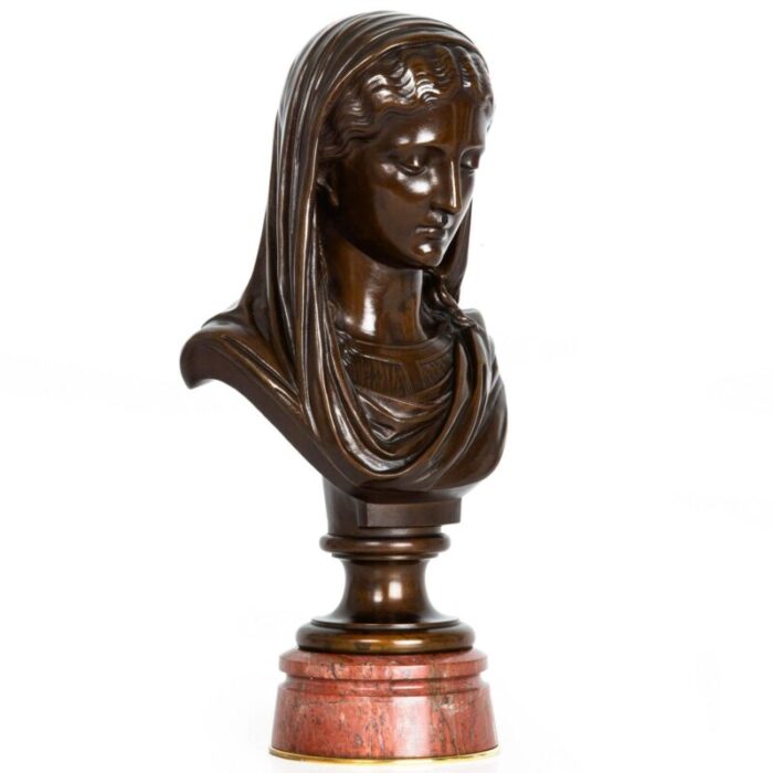 circa 1880 antique french bronze sculpture bust by eugene aizelin 3181