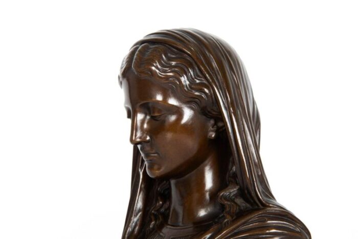 circa 1880 antique french bronze sculpture bust by eugene aizelin 9185