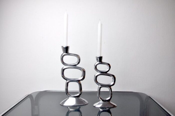 circle candlesticks attributed to matthew hilton england 1980 set of 2 2