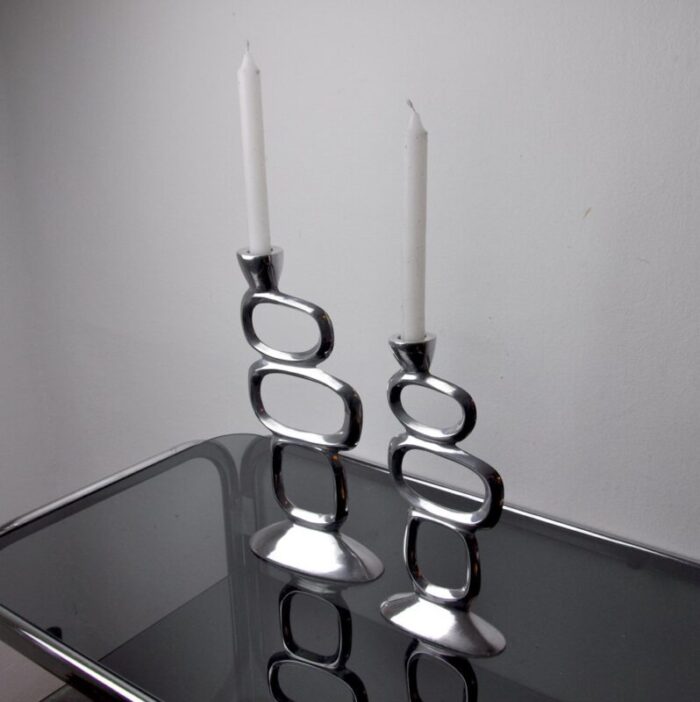 circle candlesticks attributed to matthew hilton england 1980 set of 2 5