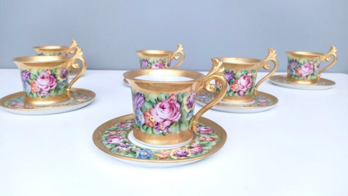 coffee cups in capodimonte porcelain with floral motifs set of 6 1