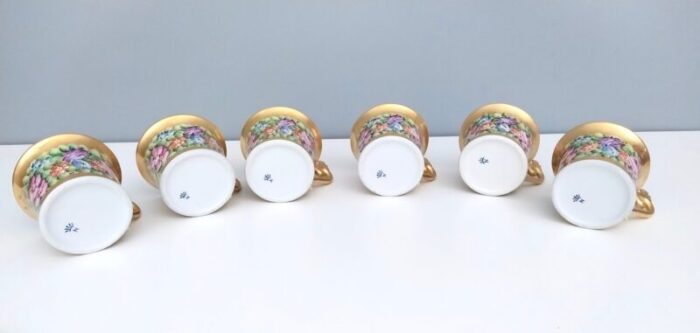 coffee cups in capodimonte porcelain with floral motifs set of 6 3