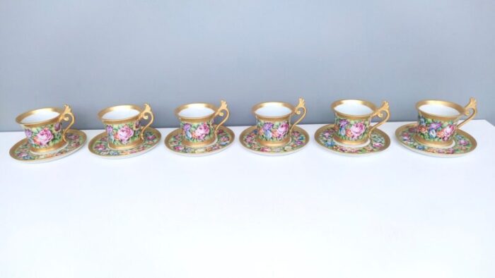 coffee cups in capodimonte porcelain with floral motifs set of 6 4