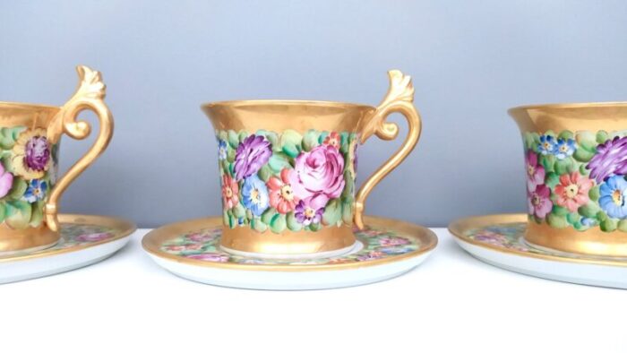 coffee cups in capodimonte porcelain with floral motifs set of 6 5