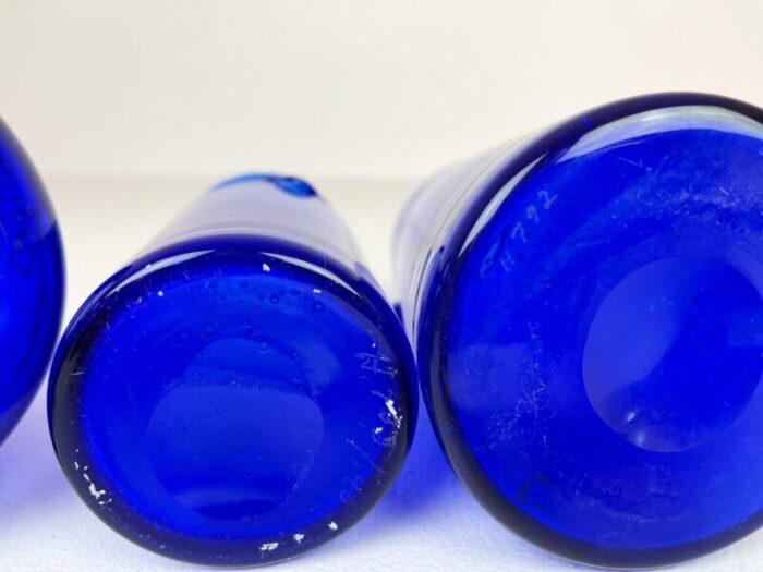 collection of five blue vases by erik hoglund sweden 1960s set of 5 18