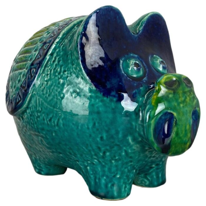 colorful fat lava pottery piggy bank attributed to bay ceramics germany 1970s 1