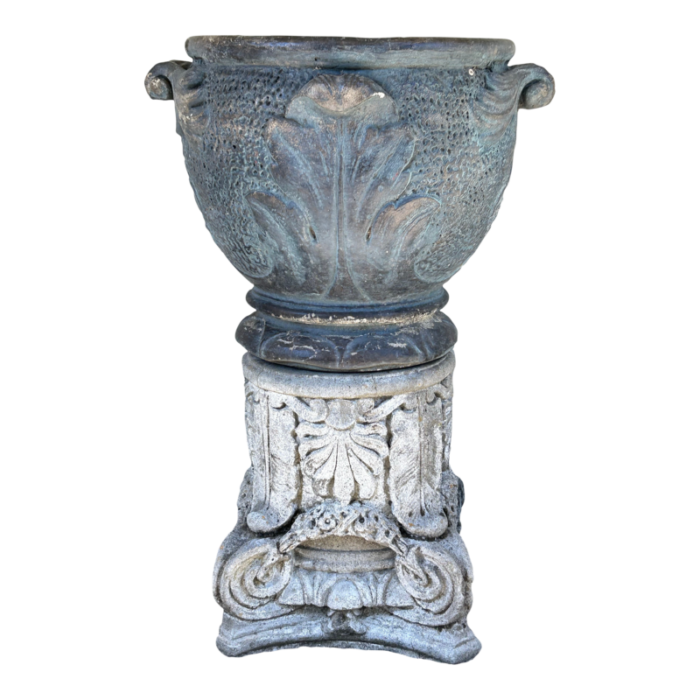 concrete garden urn and pedestal 6306