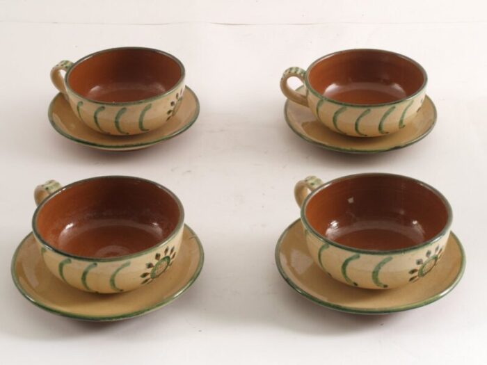 cups with container in glazed ceramic 1920s set of 5 2