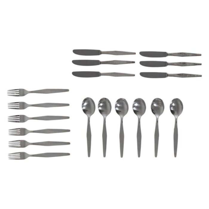 cutlery set for six people in silver nickel by gio ponti for krupp italy 1950s set of 18 1