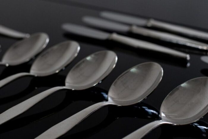 cutlery set for six people in silver nickel by gio ponti for krupp italy 1950s set of 18 12