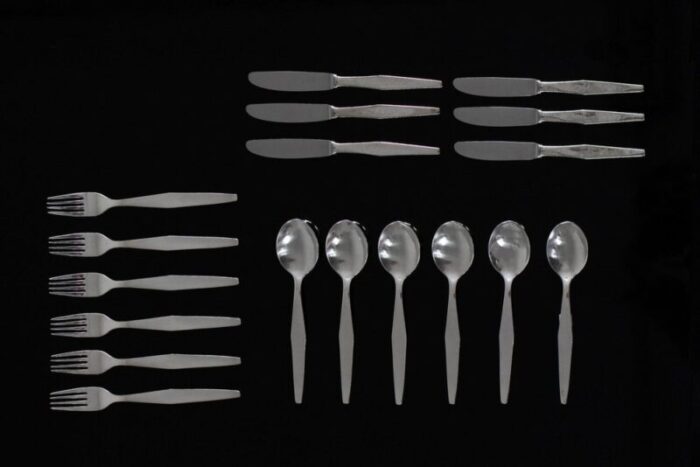 cutlery set for six people in silver nickel by gio ponti for krupp italy 1950s set of 18 2