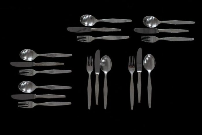 cutlery set for six people in silver nickel by gio ponti for krupp italy 1950s set of 18 4