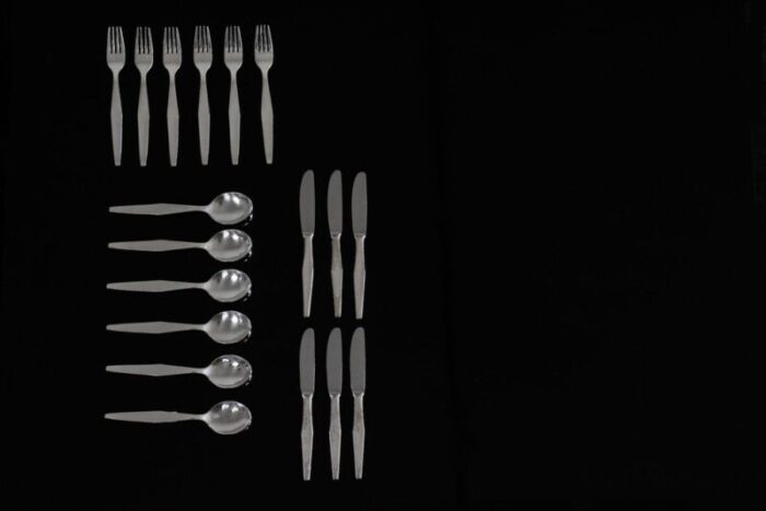 cutlery set for six people in silver nickel by gio ponti for krupp italy 1950s set of 18 5