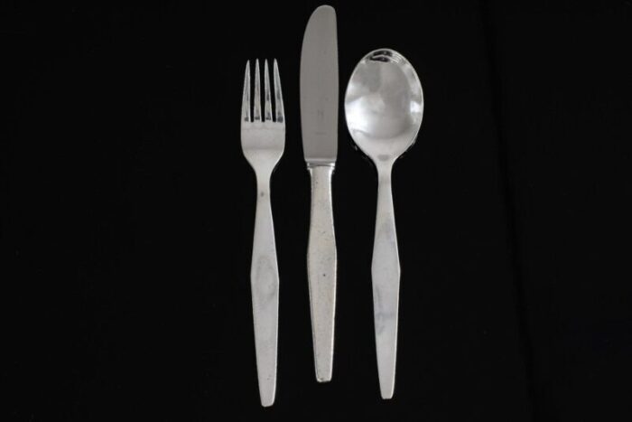 cutlery set for six people in silver nickel by gio ponti for krupp italy 1950s set of 18 7